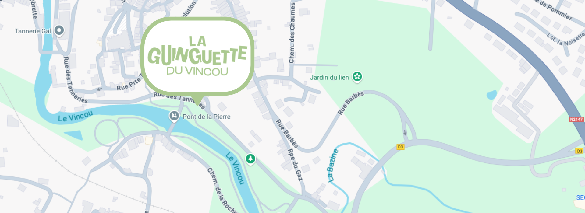 Location of La Guinguette du Vincou